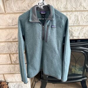 Patagonia Women's Quarter Zip Up Fleece Lined Sweatshirt - Green Small